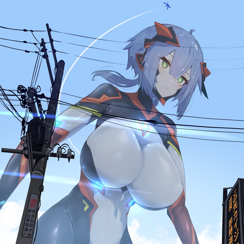 原创、巨像 (夏风时雨) 1名女孩 黑色连体衣 紧身连体衣 乳房 亮瞳