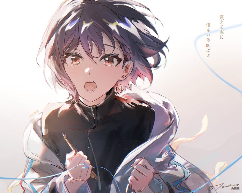 BanG Dream!、Bang Dream! It's MyGO!!!!!、高松灯 1名女孩 黑衬衫 棕眼睛 灰发 手持