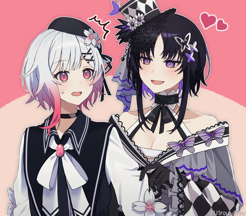 魔法少女的小镇审判、宝钟玛歌、樱庭绘麻 2名女孩 作者名 露肩 贝雷帽 黑色项圈