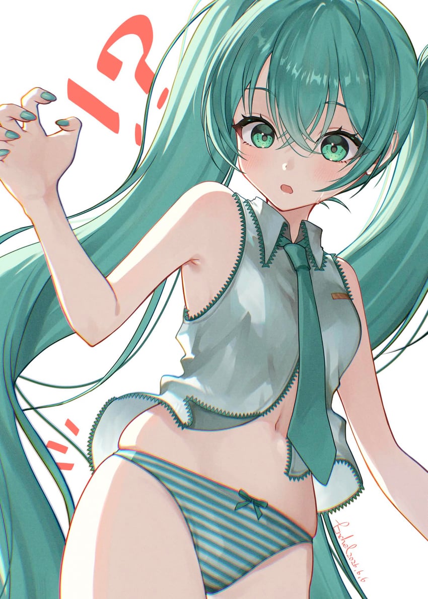 VOCALOID、初音未来 !? 1名女孩 水色瞳 水色发 水蓝色指甲