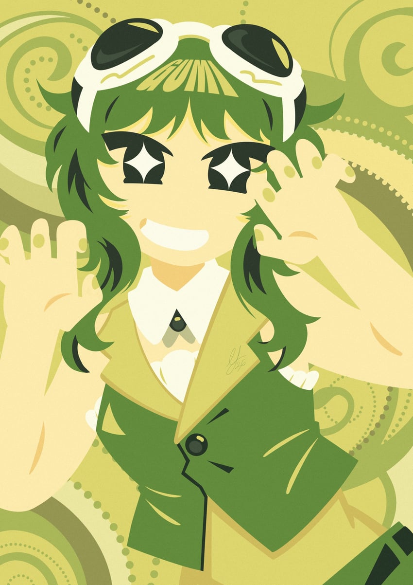 VOCALOID、GUMI 1名女孩 腰带 角色名称 菱形瞳孔 菱形