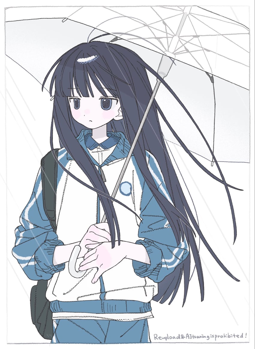 原创 1名女孩 呆毛 背包 包 黑发