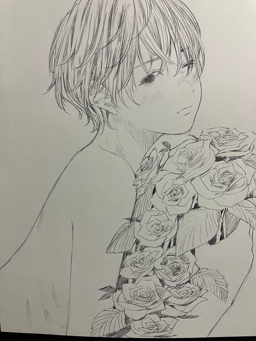 原创 1名女孩 中性 花束 闭嘴 无表情