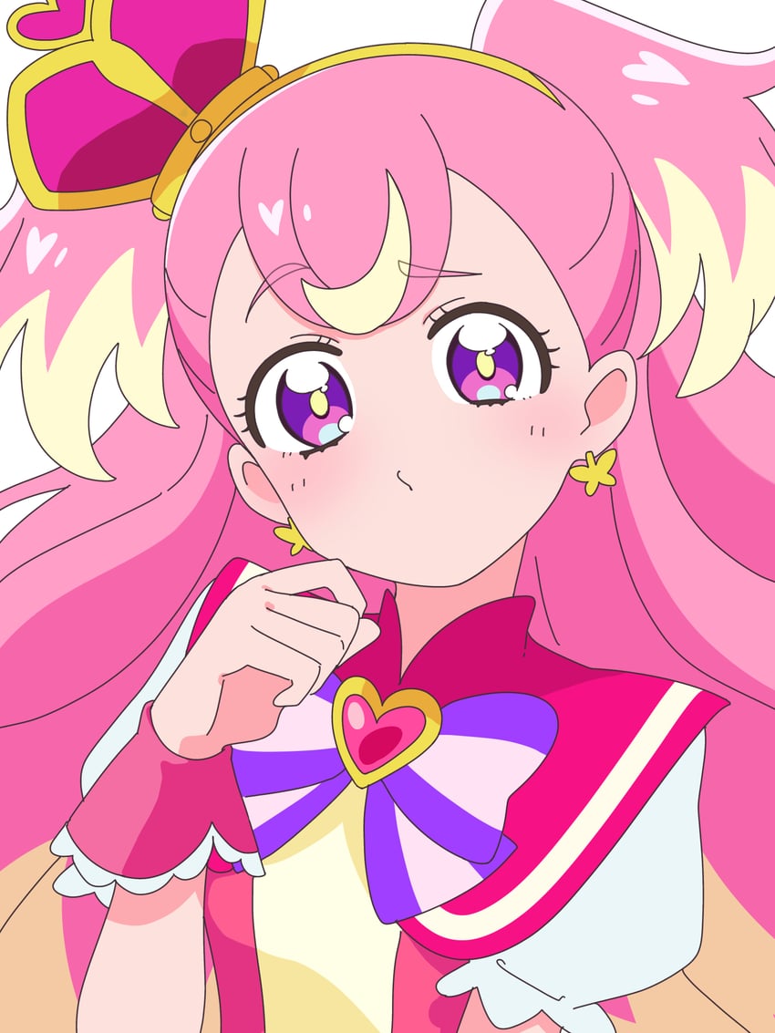 光之美少女、Wonderful Precure!、奇妙天使 1名女孩 拱形皇冠 金发 脸红 蝴蝶结