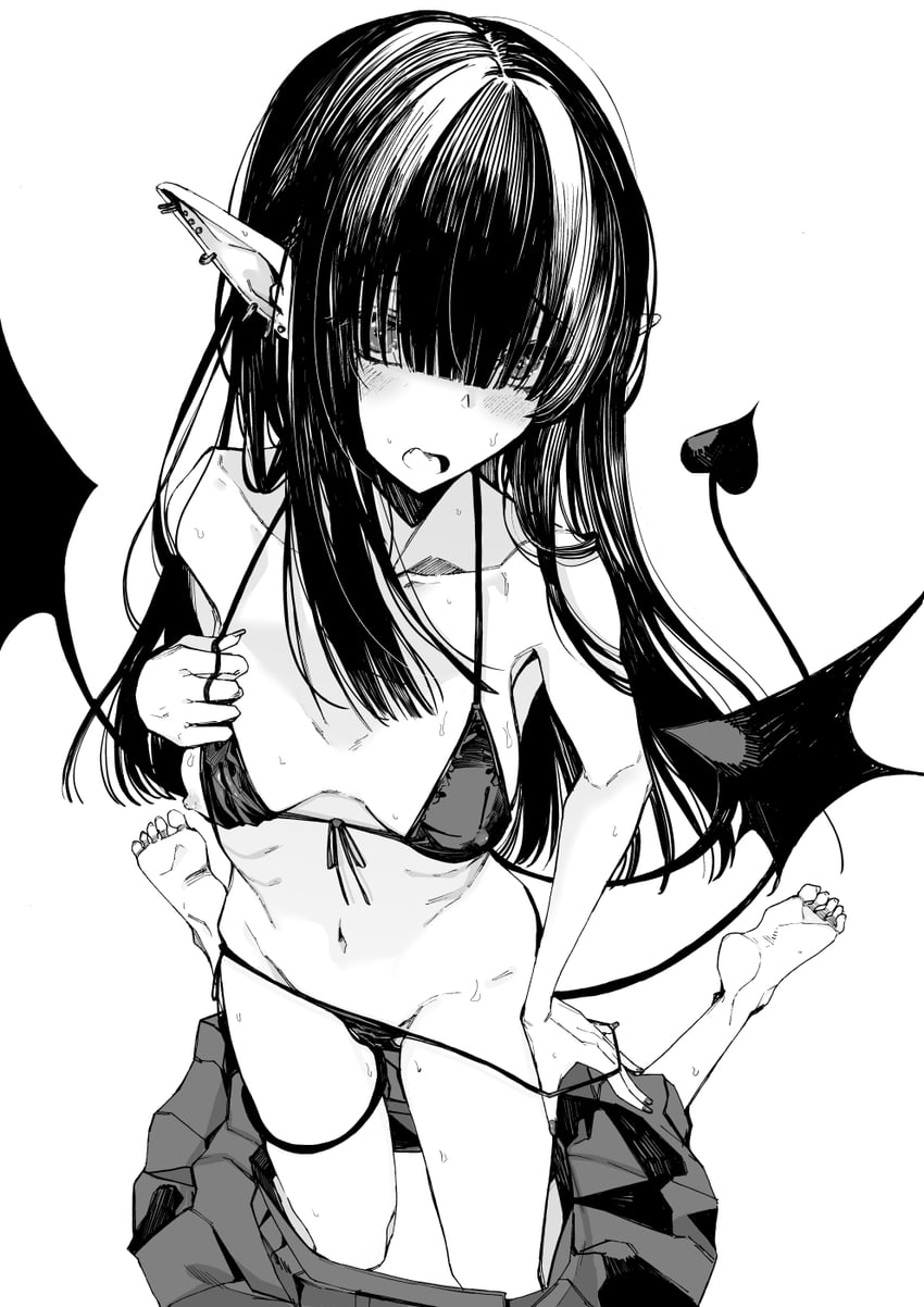 原创 1名女孩 赤脚 脸红 乳房 恶魔娘