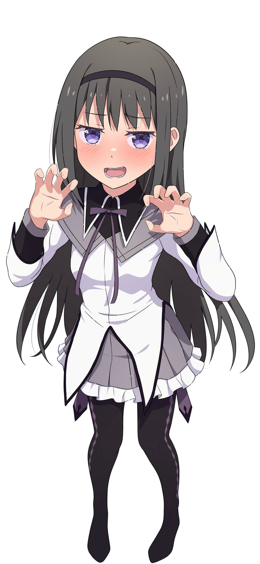 魔法少女小圆、魔法少女小圆、晓美焰 1名女孩 黑发 全身 发带 长发