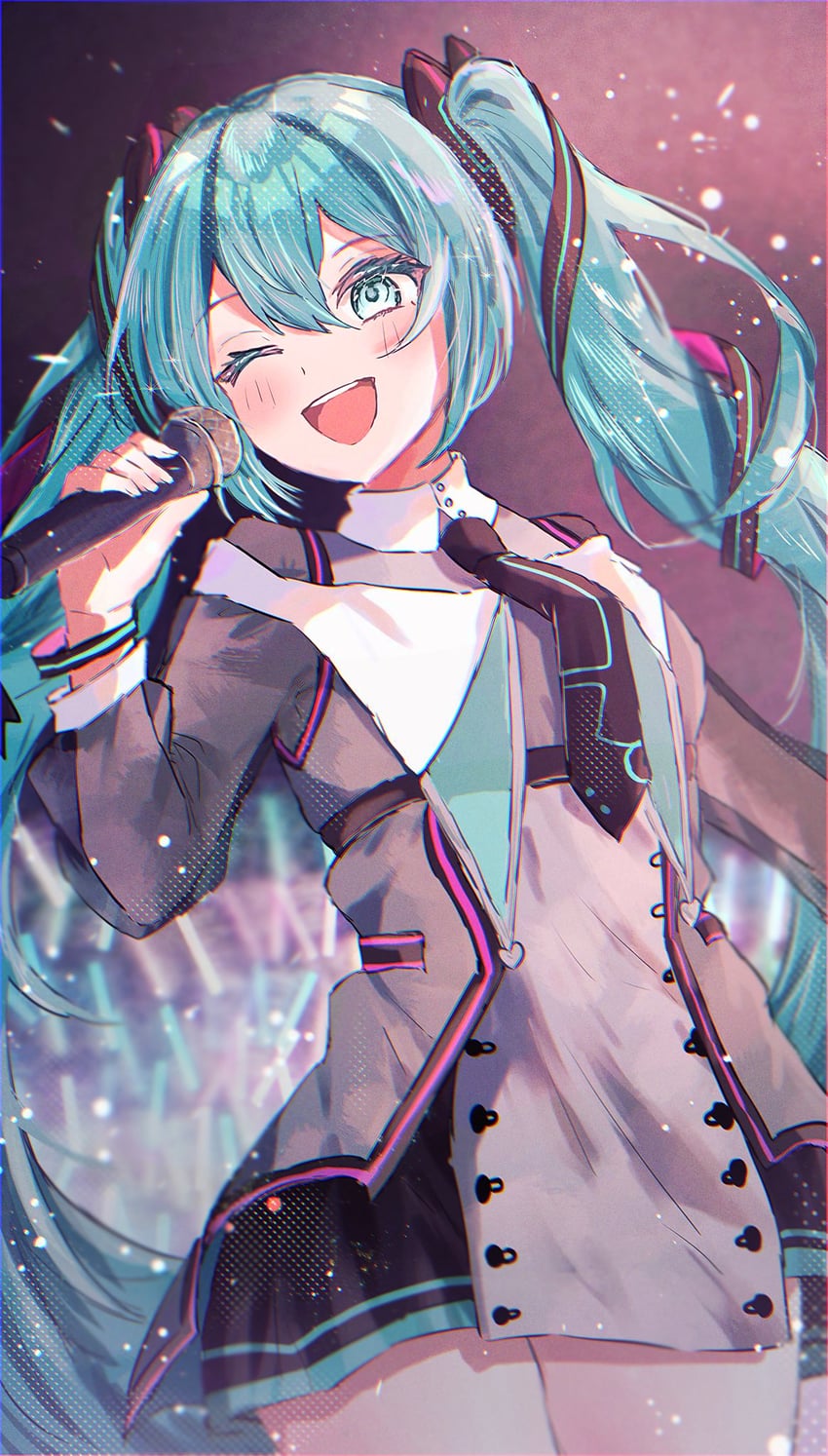 手牵手 (Vocaloid)、魔法未来(Vocaloid)、VOCALOID 1名女孩 :D 微笑 水色瞳 水色发