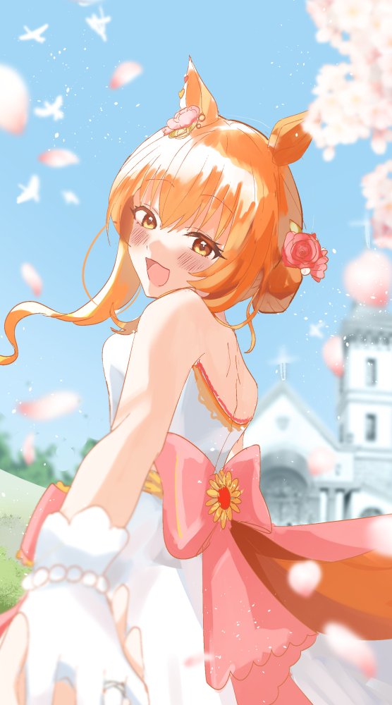 赛马娘、摩耶重炮 (阳光花束) (赛马娘)、摩耶重炮 (赛马娘) 1名女孩 :D 兽耳 鸟 脸红