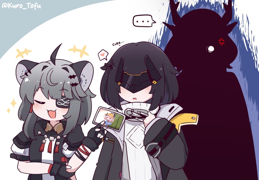 明日方舟、明日方舟：终末地、管理员 (明日方舟) ... 3人女子 呆毛 青筋 兽耳