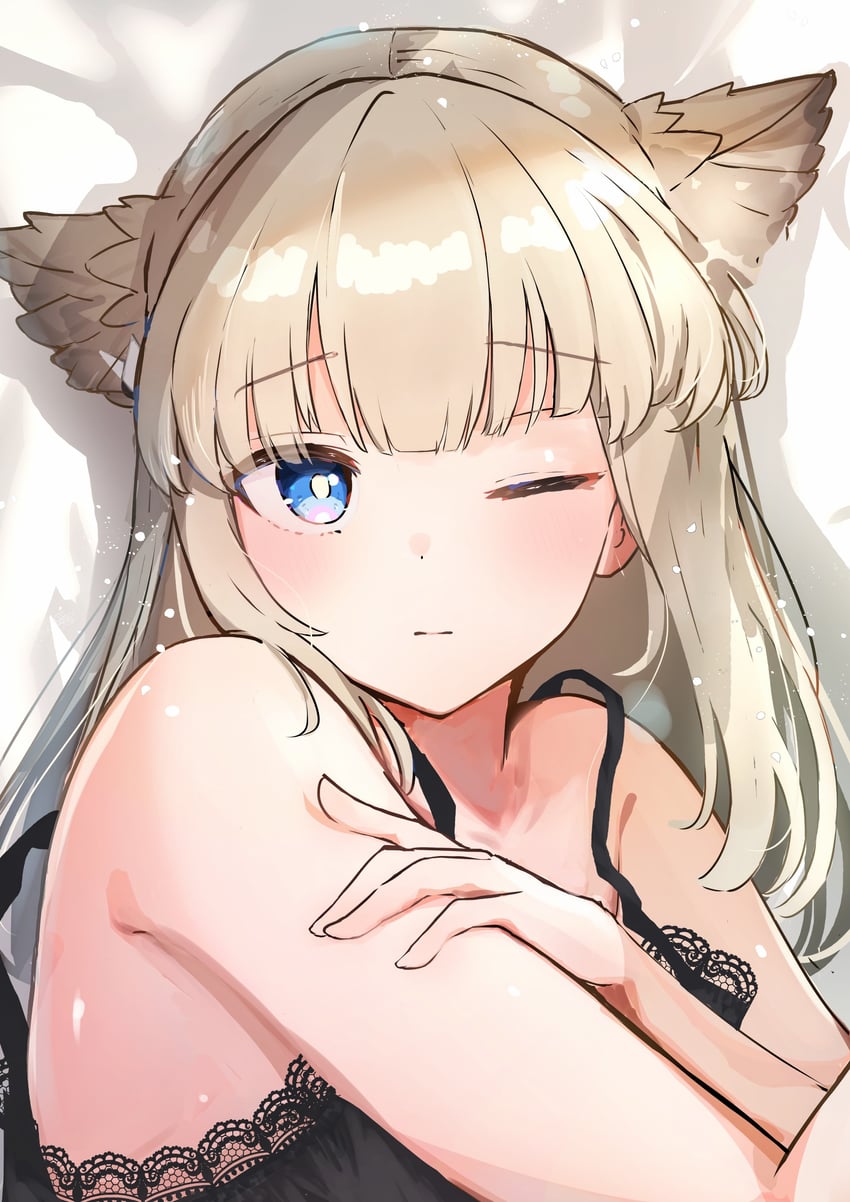 明日方舟、明日方舟：终末地、佩莉卡 (明日方舟：终末地) 1名女孩 兽耳 鸟耳 鸟娘 黑色文胸