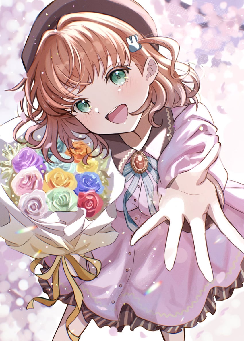 Dream Believers、Love Live!、Love Live! 莲之空女学院学园偶像部 1名女孩 水色瞳 贝雷帽 蓝花 蓝玫瑰