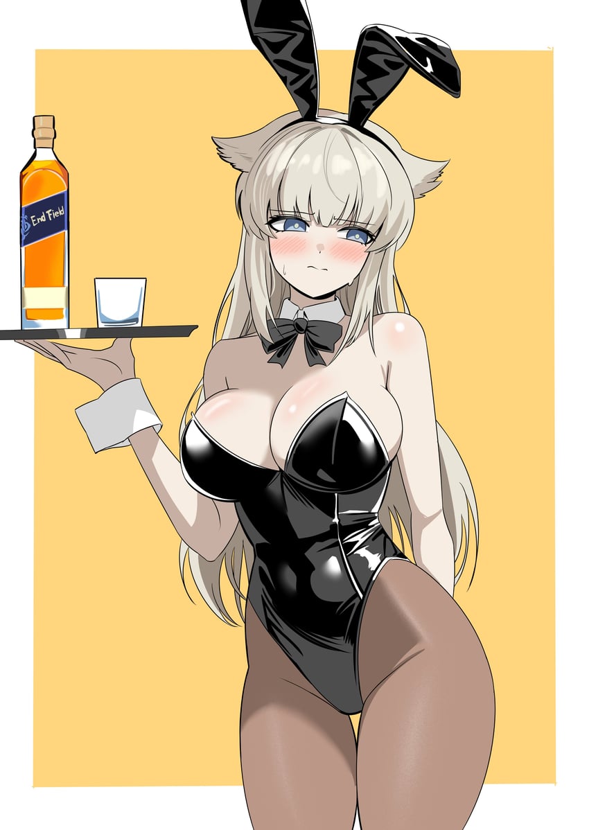 明日方舟、明日方舟：终末地、佩莉卡 (明日方舟：终末地) 1名女孩 兽耳 手放在背后 露肩 鸟娘