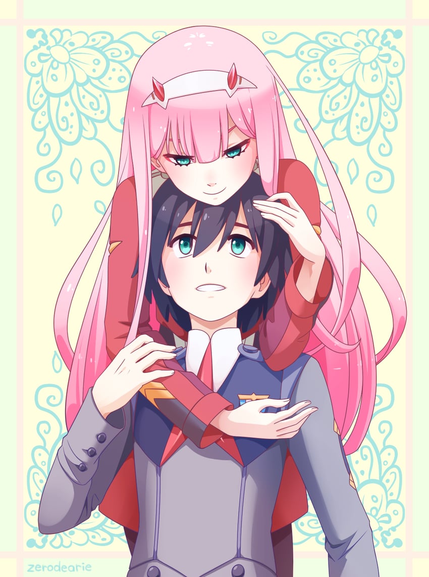 Darling in the Franxx、广 (DARLING in the FRANXX)、02 (Darling in the Franxx) 1名男孩 1名女孩 水色瞳 作者名 黑发