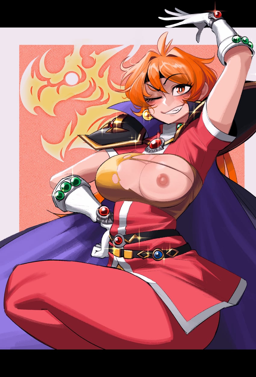 秀逗魔导士、莉娜·因巴斯 1名女孩 呆毛 举手 铠甲 腰带