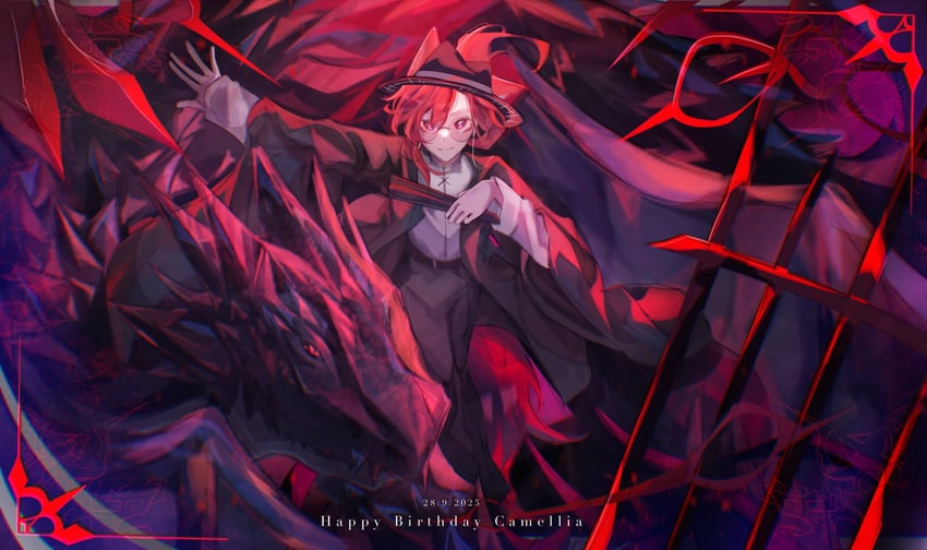 卡梅利亚（音乐家）、Camellia（Cametek） 1名男孩 兽耳 腰带 生日 黑色大衣