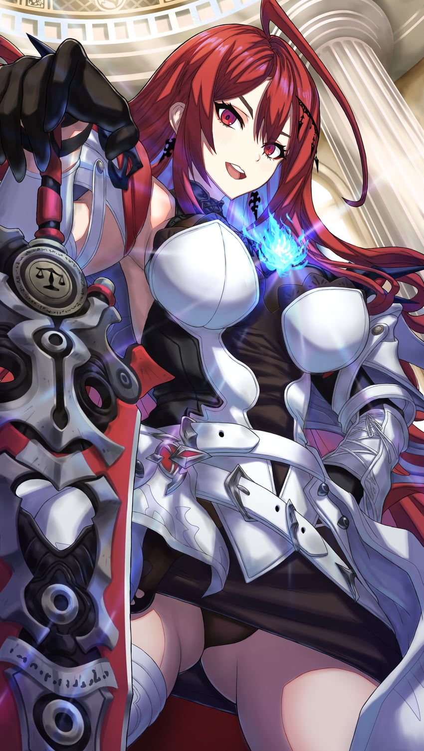 Hololive、Hololive英语、伊丽莎白·罗斯·血焰 1名女孩 :D 呆毛 大腿间可见臀部 黑色连衣裙