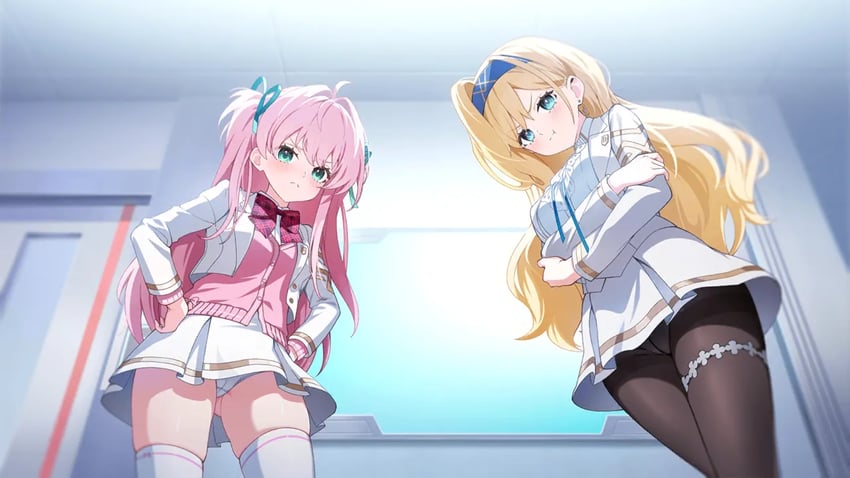 Muv-Luv、Muv-Luv Girls Garden、桃园美露 2名女孩 :t 呆毛 水色缎带 金发