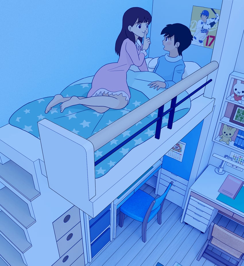 原创、妖怪手表 1名男孩 1名女孩 3D背景 赤脚 黑发