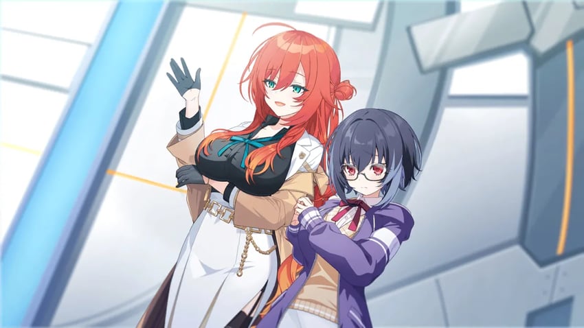 Muv-Luv、Muv-Luv Girls Garden、namise uruu 2名女孩 呆毛 水色瞳 黑色手套 黑发