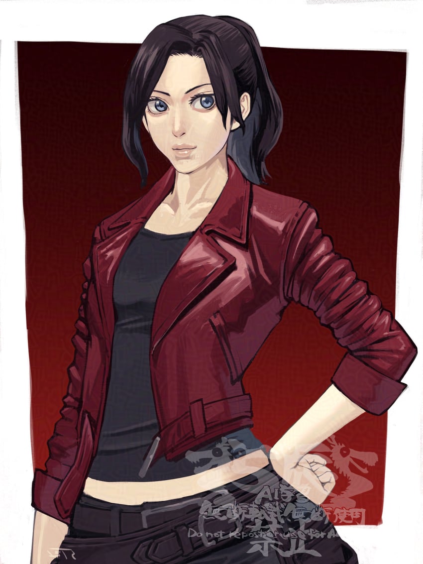 生化危机、生化危机 圣女密码、resident evil veronica 1名女孩 黑发 黑色裙子 边框 单手叉腰