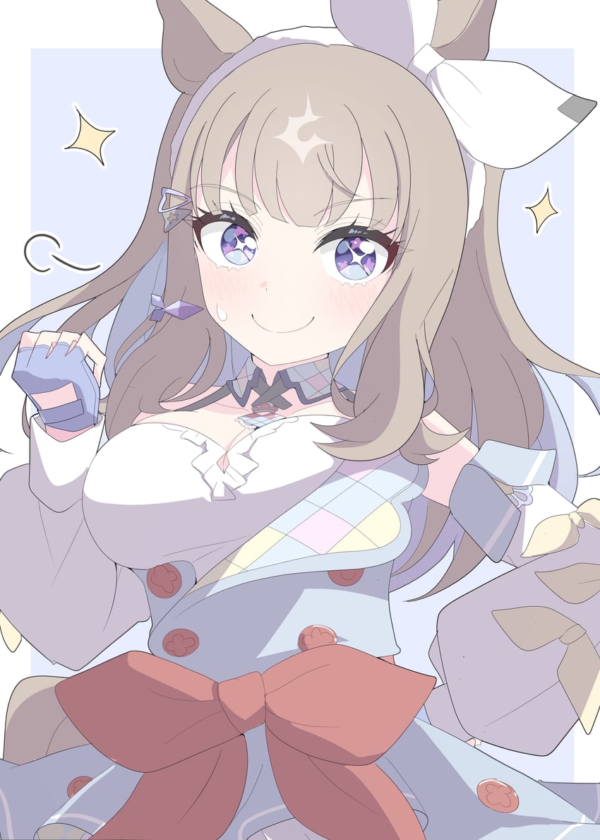 赛马娘、杏目 (赛马娘)、杏目 (赛马娘) +_+ 1名女孩 兽耳 蓝眼 蓝色手套