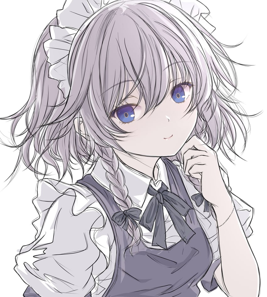 东方Project、十六夜咲夜 1名女孩 黑色蝴蝶结 黑色蝶形领结 蓝眼 蝴蝶结