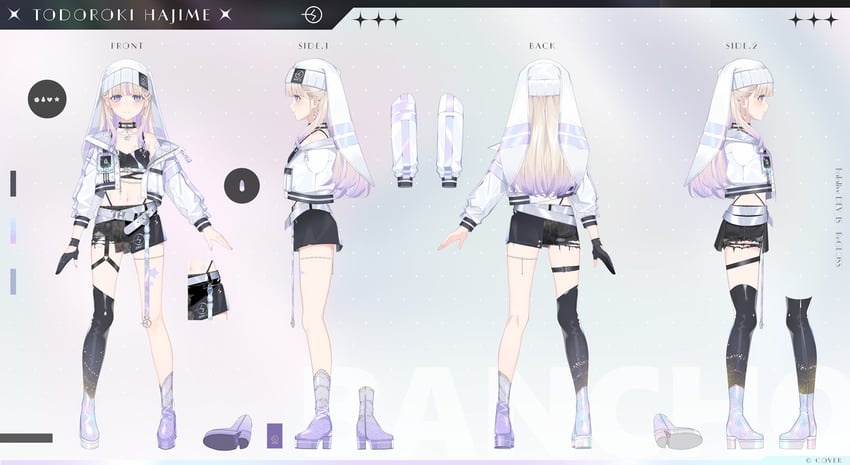 Hololive、hololive DEV_IS、等轰一奏 1名女孩 腰带 黑色手套 黑色短裤 黑色裙子