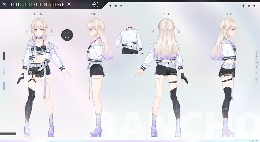 Hololive、hololive DEV_IS、等轰一奏 1名女孩 腰带 黑色手套 黑色短裤 黑色裙子