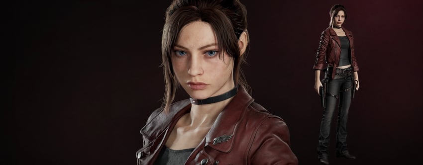 生化危机、生化危机 圣女密码、resident evil veronica 黑裤子 黑衬衫 蓝眼 棕发 枪