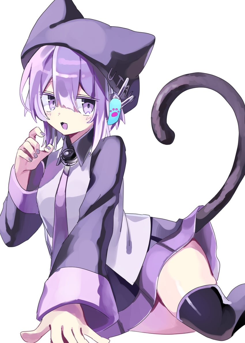 UTAU、呗音Uta 1名女孩 兽耳 贝雷帽 黑色靴子 黑帽子