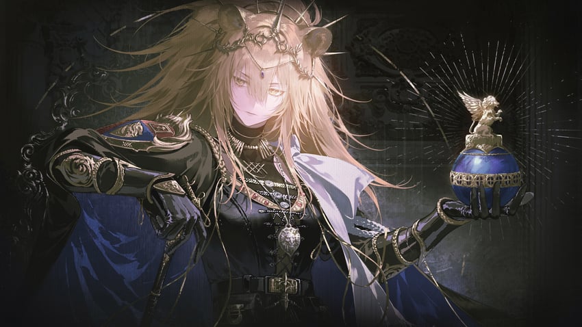 明日方舟、推进之王 (明日方舟)、维娜 (明日方舟) 1名女孩 兽耳 黑色披肩 黑色手套 金发