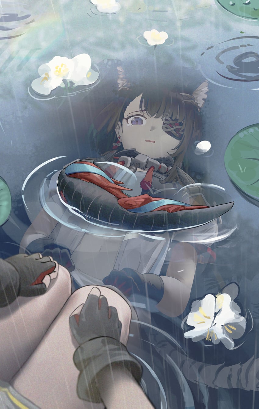 明日方舟、明日方舟：终末地、糖糖 (明日方舟) 1名女孩 兽耳毛 兽耳 黑色手套 黑发
