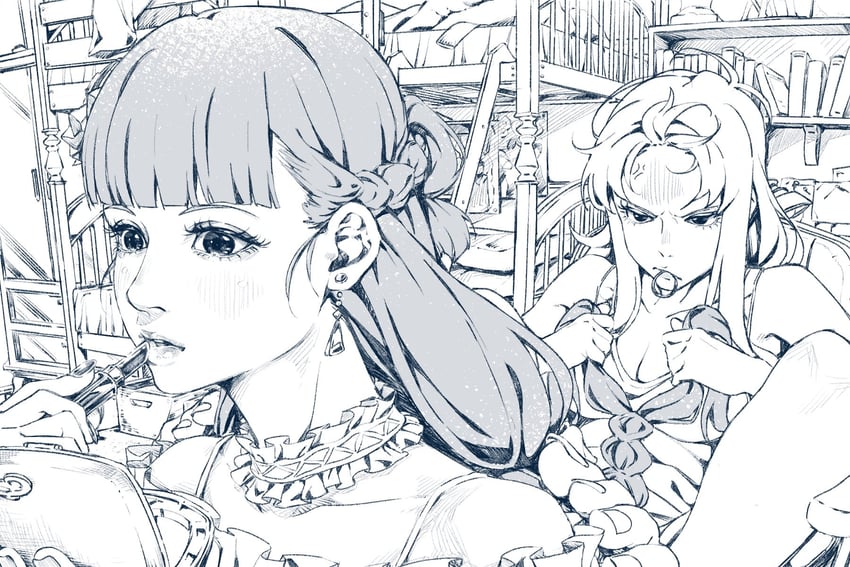 原创 2名女孩 青筋 抹口红 正在化妆 露肩