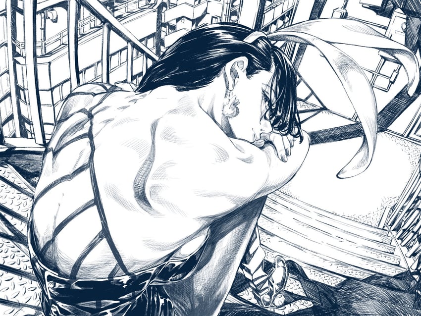 原创 1名女孩 兽耳发箍 兽耳 手放在膝盖上 背影