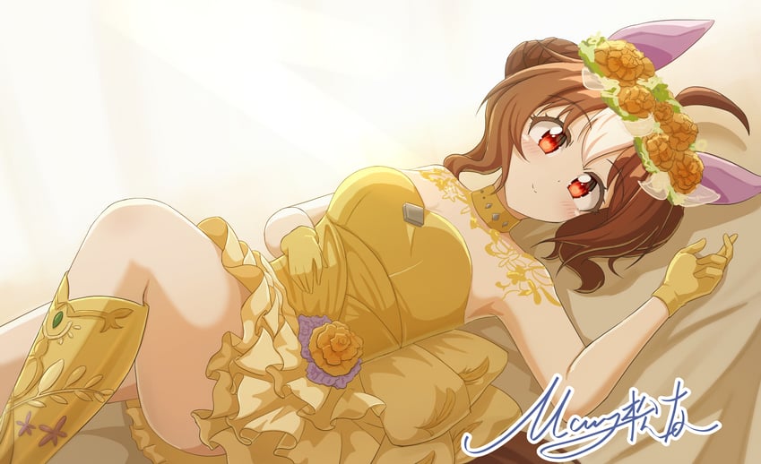 赛马娘、乐声高扬 (赛马娘) 1名女孩 呆毛 兽耳 脸红 靴子
