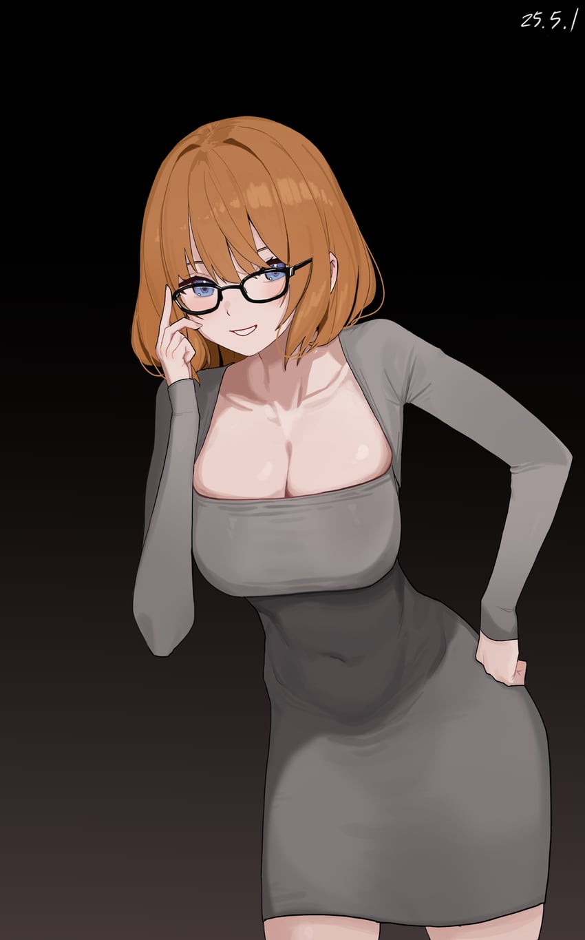 WAKTAverse、secretto (waktaverse) 1名女孩 调整眼镜 替换服装 黑框眼镜 黑色背景