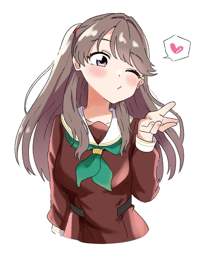 Love Live!、Love Live! 莲之空女学院学园偶像部、藤岛慈 1名女孩 飞吻 乳房 棕色连衣裙 棕发
