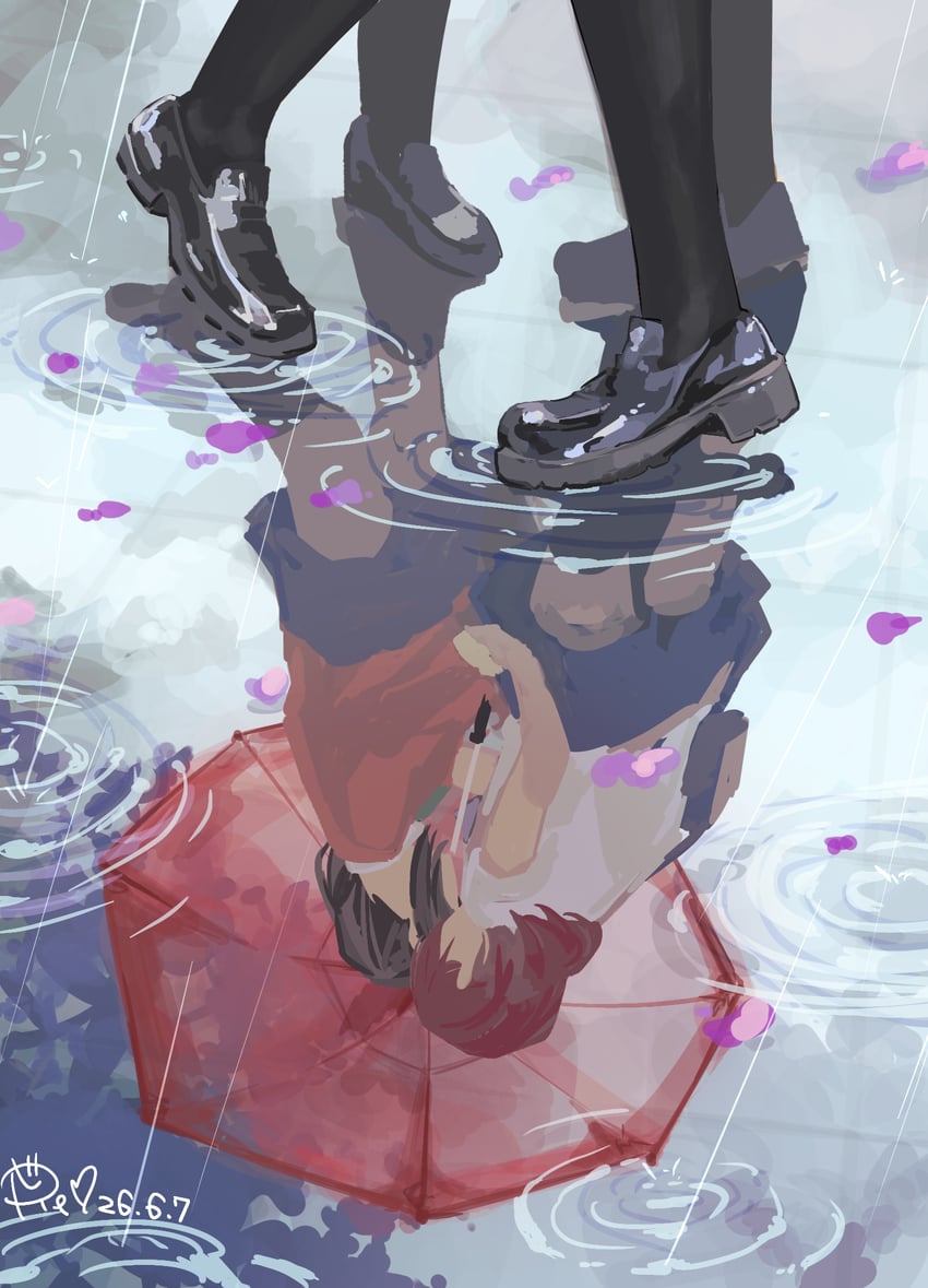 Love Live!、Love Live! 学园偶像祭、西木野真姬 2名女孩 黑发 黑鞋 黑袜 黑色过膝袜