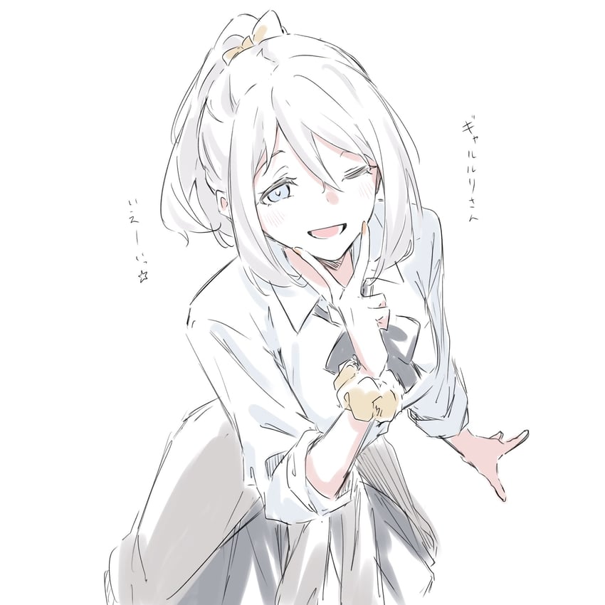 原创、金馆瑠璃 1名女孩 蓝眼 辣妹 中发 指甲油