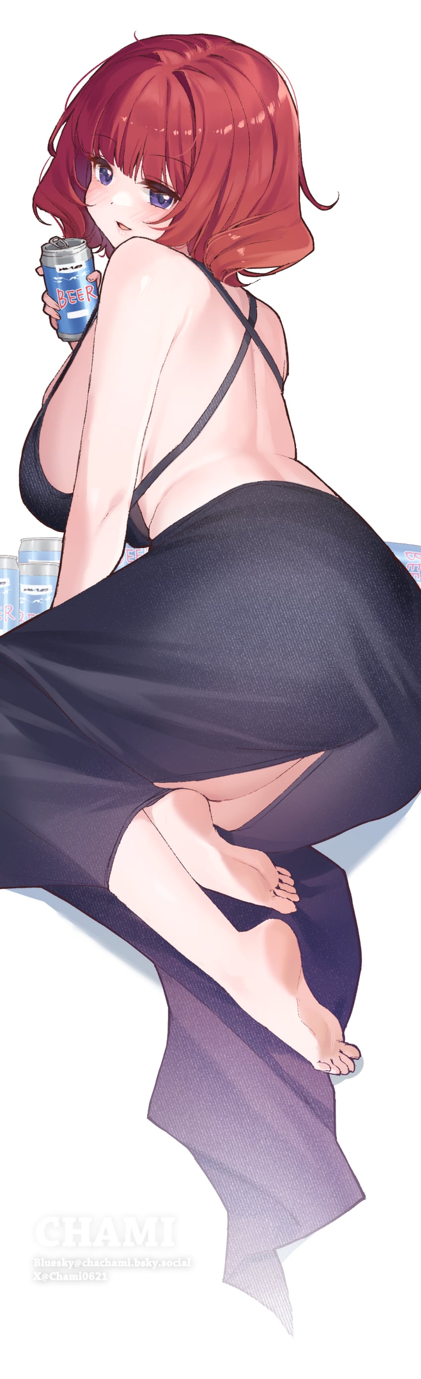 原创 1名女孩 作者名 露背裙 露背装 裸臂