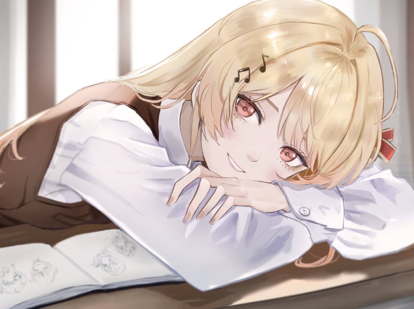 Hololive、音乃濑奏 1名女孩 呆毛 金发 发饰 长发
