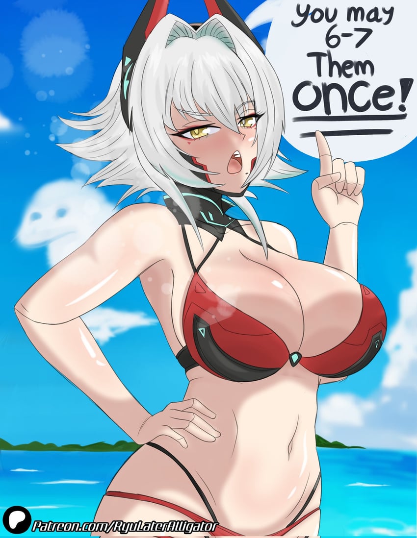 袜子事务所、Zentreya、Zentreya (赛博格) 1名女孩 67 (梗图) 发型长度变动 (更短) 比基尼 乳房