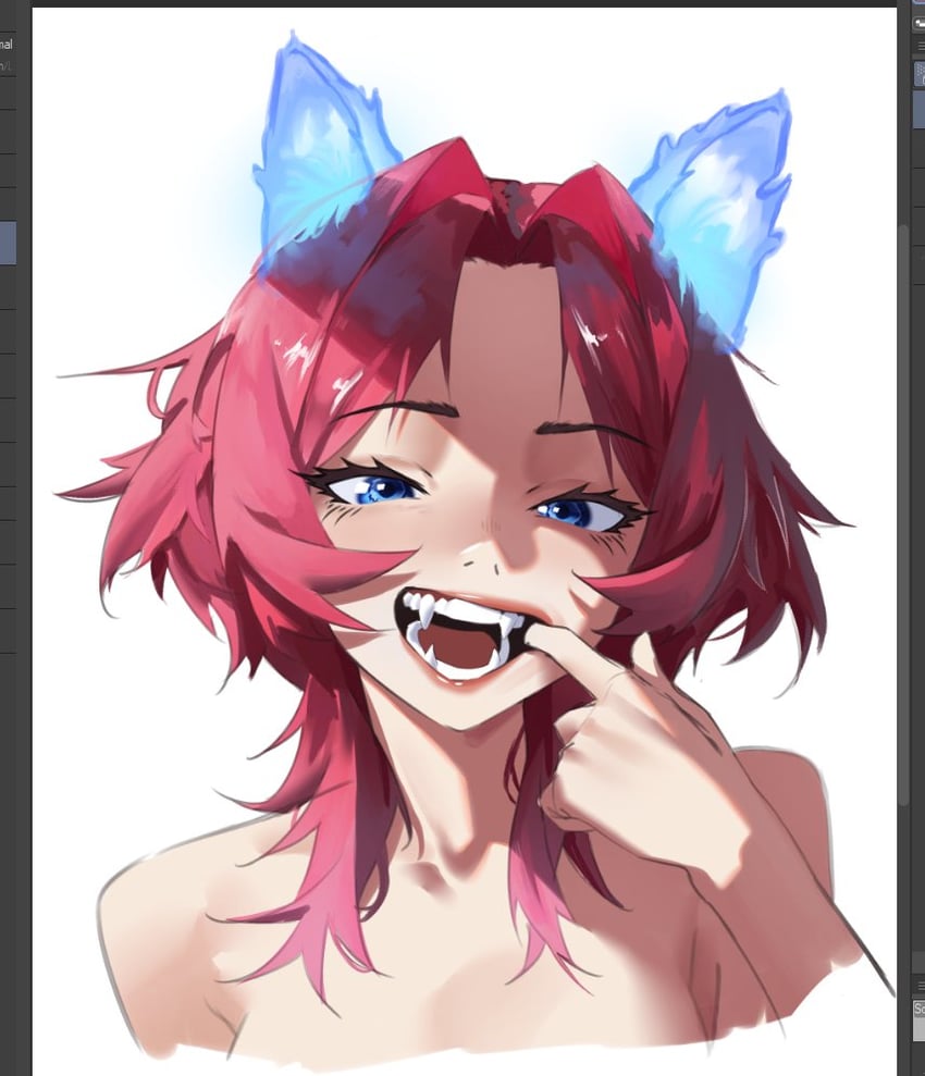原创 1名女孩 :D 兽耳 蓝眼 乳房