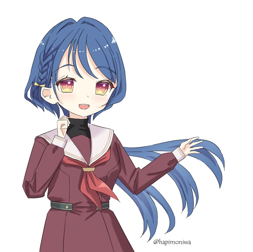Love Live!、Love Live! 莲之空女学院学园偶像部、葛城泉 1名女孩 :D 发型长度变动 (更长) 黑衬衫 蓝发
