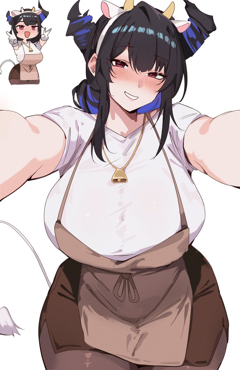 Hololive、Hololive英语、涅莉莎·雷文克劳夫特 1名女孩 异形乳量 (大) 不对称角 黑发 黑角