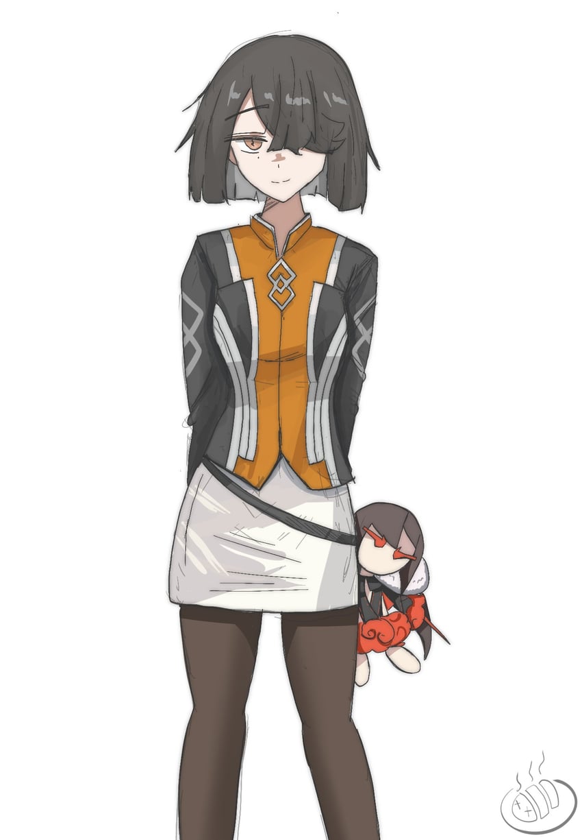 Fate/Grand Order、Fate系列、徐福（Fate） 1名女孩 作者标志 黑发 波波头 棕眼睛