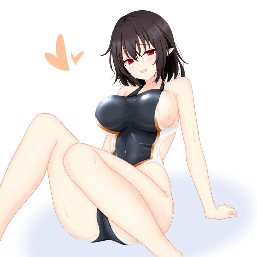东方Project、射命丸文 1名女孩 双手背在身后 露肩 黑发 脸红