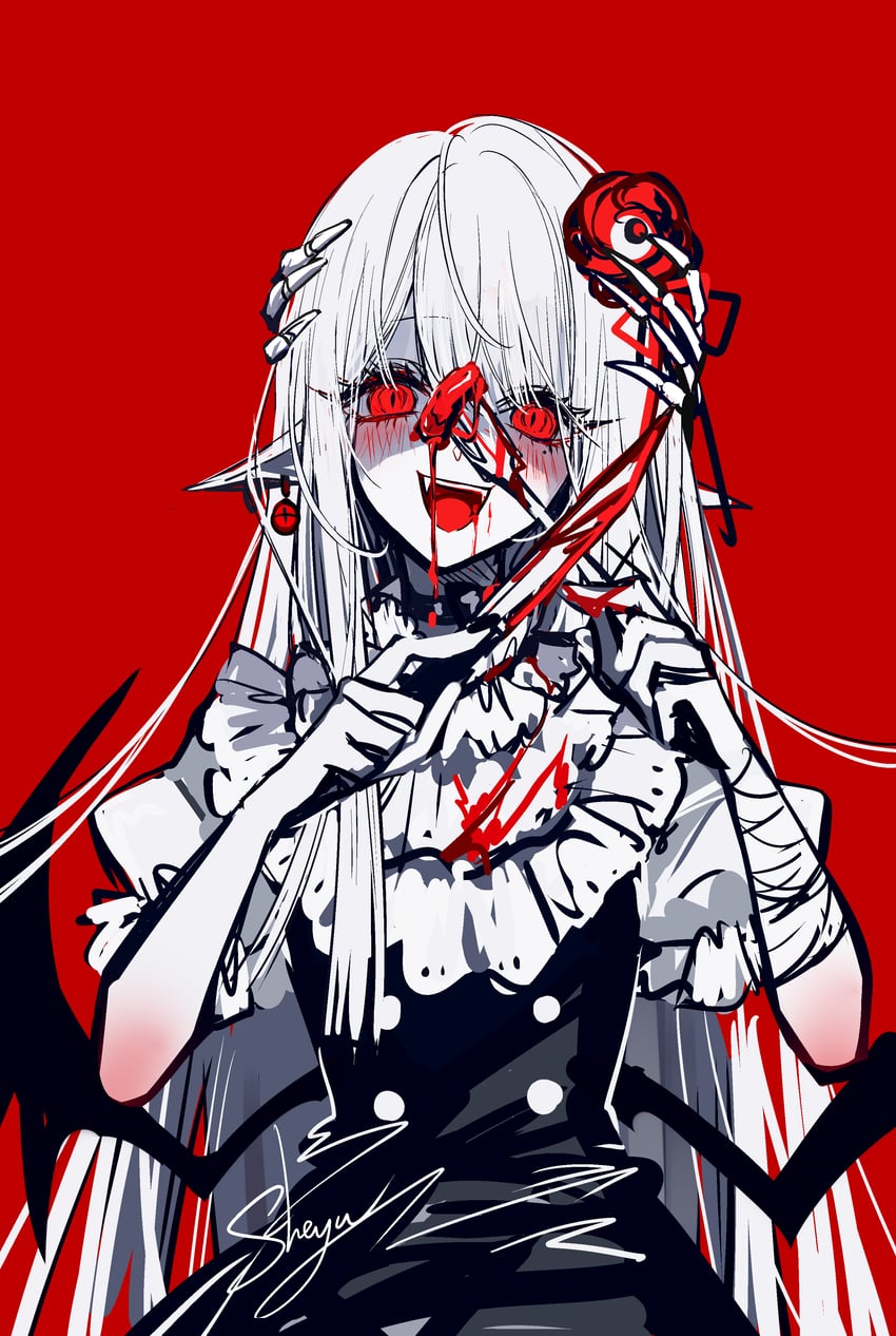 原创 1名女孩 :D 绷带 黑色连衣裙 连衣裙