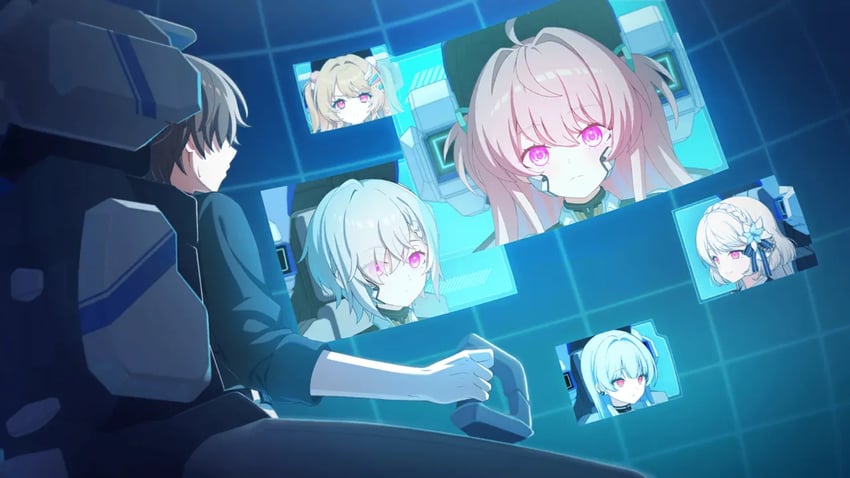 Muv-Luv、Muv-Luv Girls Garden、指挥官 (女子花园) 1名男孩 5名女孩 呆毛 水色缎带 黑衬衫