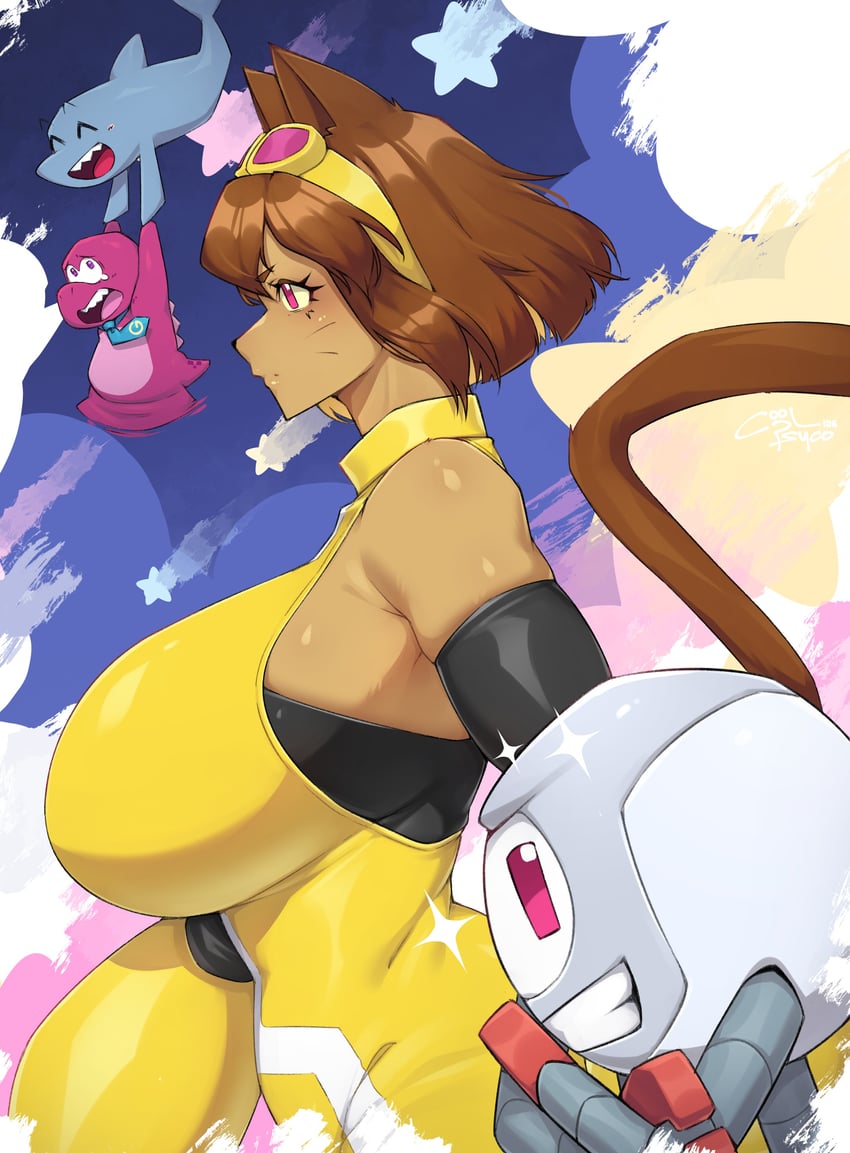 Gameoverse、摩登女郎 (Gameoverse)、Gobbles (GameOverse) 异形乳量 (大) 兽耳 金发 乳房 棕发